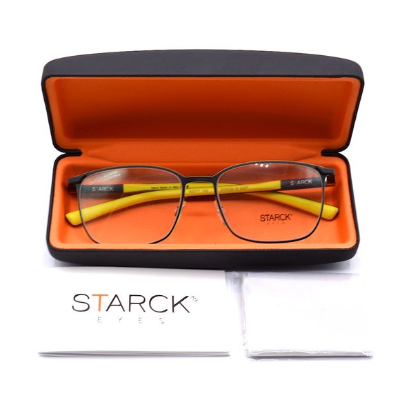 NEW STARCK EYES SH2028-M BLACK YELLOW AUTHENTIC EYEGLASSES FRAME - Picture 4 of 10